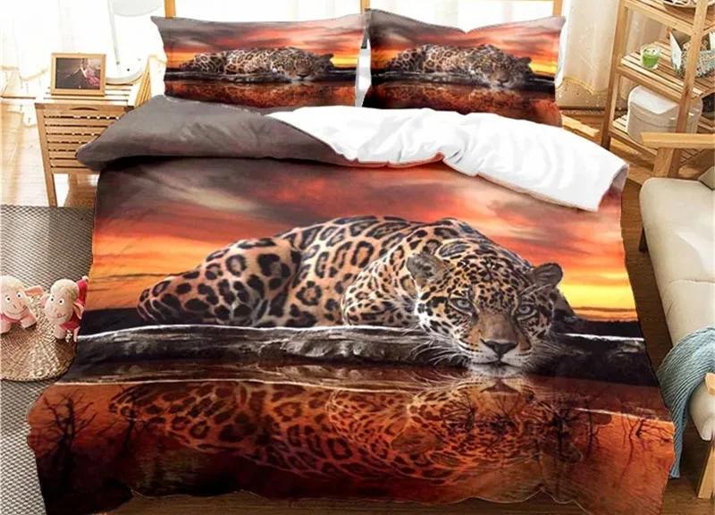 Animal Leopard Pattern Duvet Cover Set Bedding for Adult Kids Full Size Bed Set Comforter Cover,1 Duvet Cover and 2 Pillow Shams