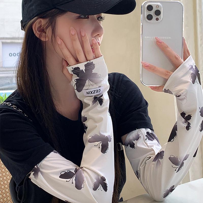 Sun Protection Ice Silk Arm Sleeves - Anti-UV, Breathable Gloves for Cycling & Driving