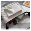 Cute Canvas Crossbody Bag for Women Small Square Shoulder Handbag with Pendant