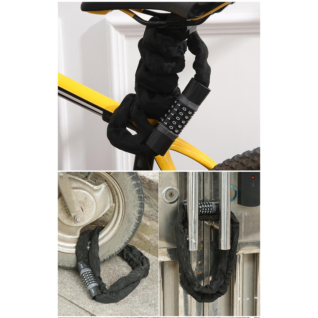 Fahrradketten-Zahlenschloss Hohe Festigkeit Sicher Schlüssellos Tragbar 5-stellig Diebstahlschutz Fahrradschloss