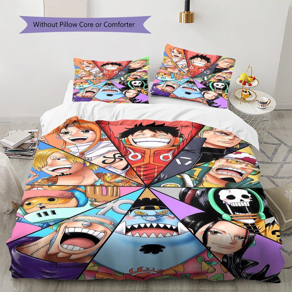ONE PIECE Anime 3pcs Bedding Set, Digital Printed Duvet Cover, No Insert, Kids Gift, Extra Large Size Available -HYQ46