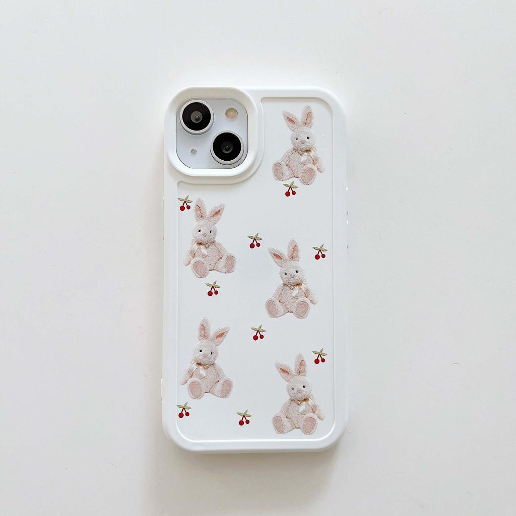 Kirsche Hase Cartoon Hülle für Iphone 11 12 Pro Max X Xr Xsmax 13 Promax Silikon Weicher stoßfester Handyschutz Hasenhülle