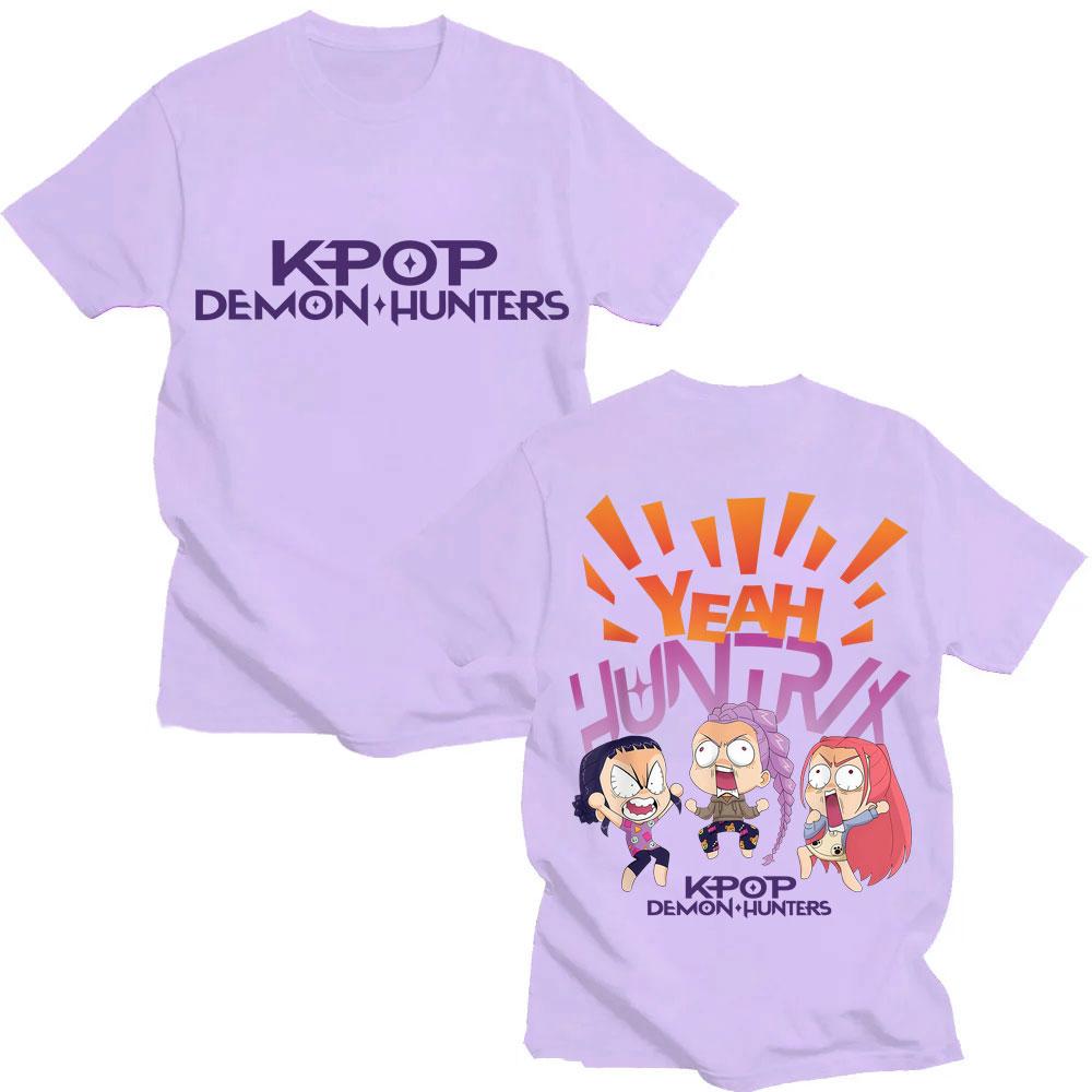 T-shirt K-pop Chasseurs de démons Rumi Mira Zpey Homme Femme Drôle Dessin animé Populaire Mode T-shirts Amples Coton Y2K T-shirts Streetwear