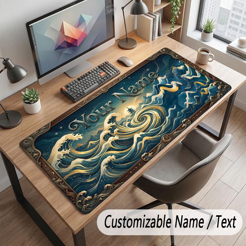 Octopus Sea Life Theme Customized Mouse Pad Personalized Print Name Text Desk Mat For Home Office Table Decor
