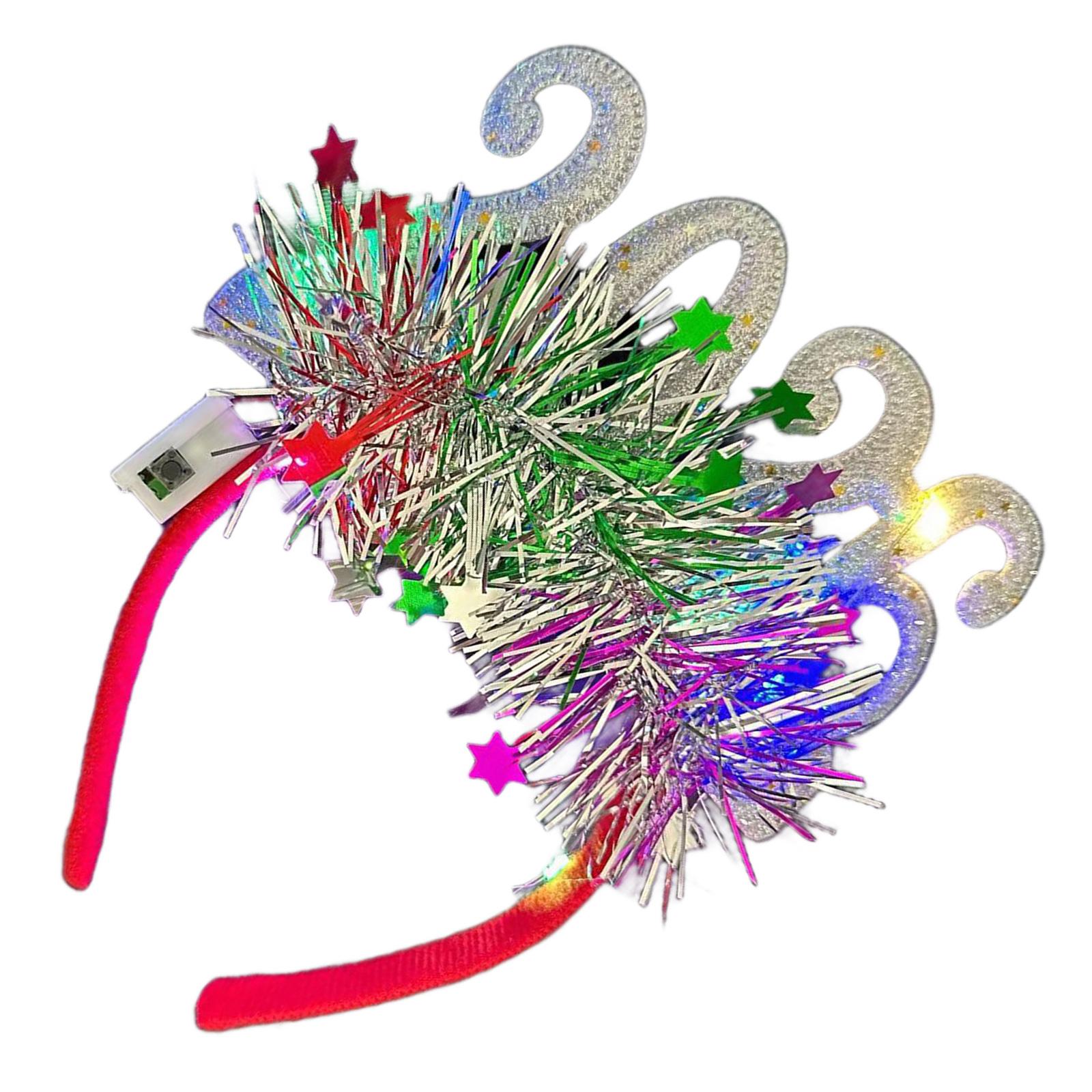 

2026 Party Hair Hoop Plastic Headwear Glowing Accessories For Family Event Decoration New Year Christmas Festivities серебряный