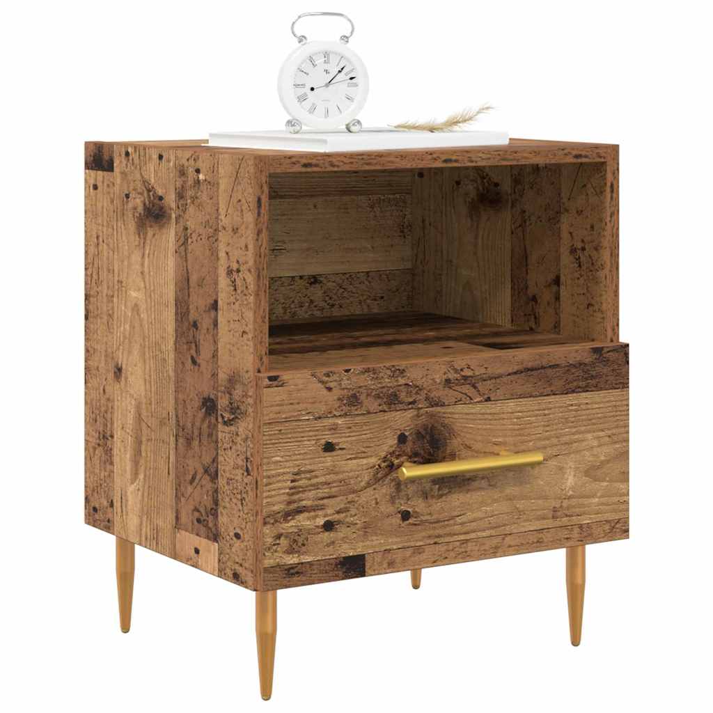 Nightstand Set of 2 Reclaimed Wood Look 40 X 35 X 47.5 Cm Engineered Wood