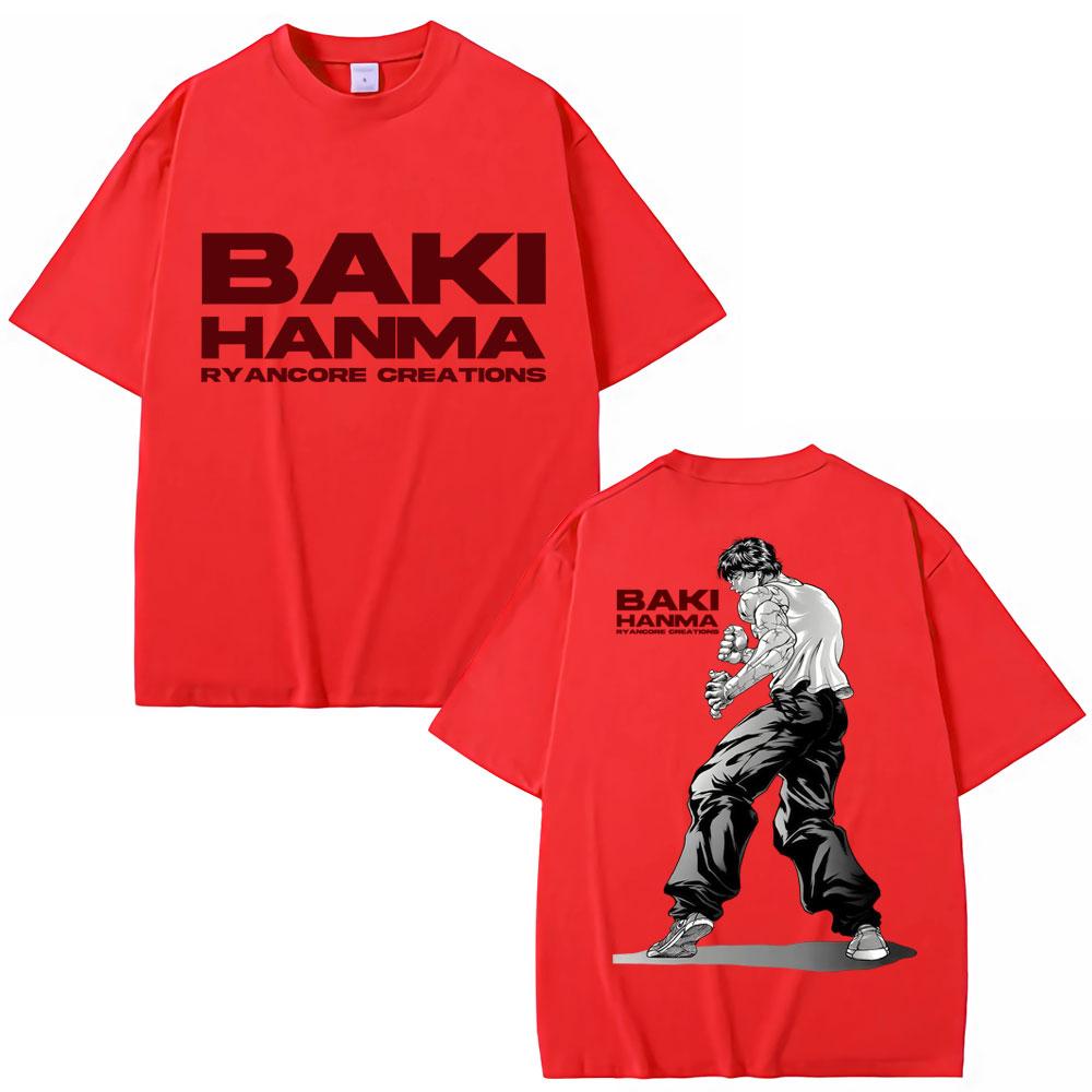 Anime Baki Ha Unisex Harajuku Vintage Trička Hip Hop Unisex Dámská Trička do Posilovny na Cvičení Oversized Bavlněné Tričko Streetwear