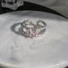 Sweet Pink Diamond Heart Adjustable Ring - Cool, Elegant, Inlaid Gems, High-End Design