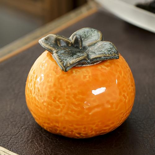 Tangerine Shaped Tea Caddy with Lid Ceramic Sealed Cans Candy Tea Storage Jar Home Decoration Chinese Tea Ceremony Accessories