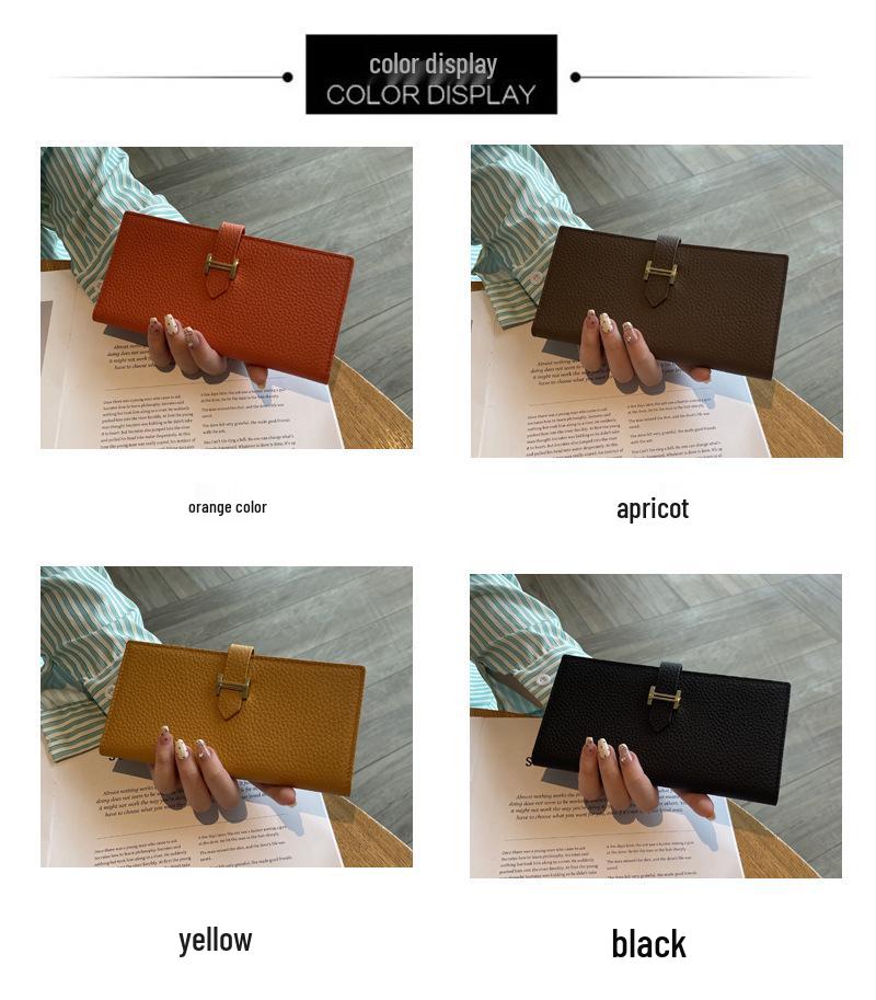 Genuine Leather Women's Bifold Wallet: Top Layer Cowhide Clutch with Multiple Card Slots and Large Capacity