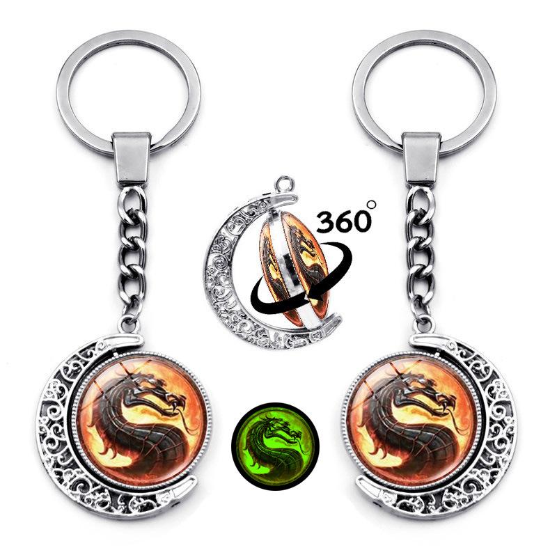 Luminous Keychain Pendant, Rotating Moon Pendant, Metal Keychain Hanging Gift