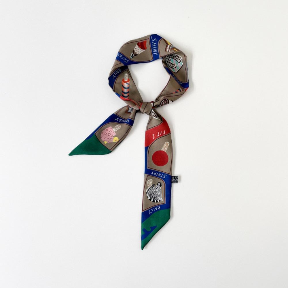 Printed Plaid Scarf Bow Ties Long Ribbon Scarves Elegant Long Silk Scarf  Neckerchief Decoration