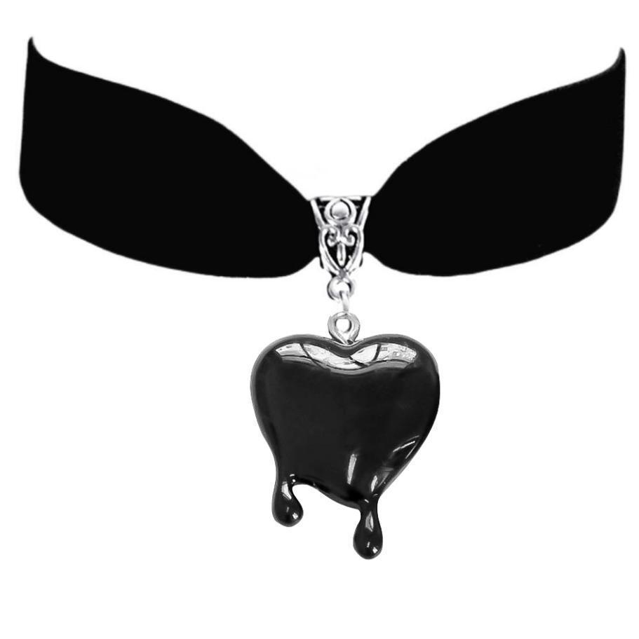 Gothic Heart Drop Necklace With Moon Pendant For Fashion Women And Men