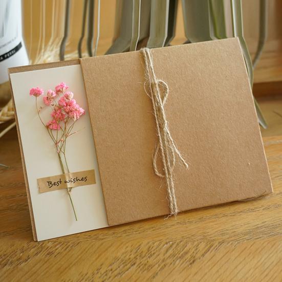 1 Set Birthday Card Eye-catching with Artificial Flower Kraft Paper Baby Bridal Shower Thank-You Card for Children
