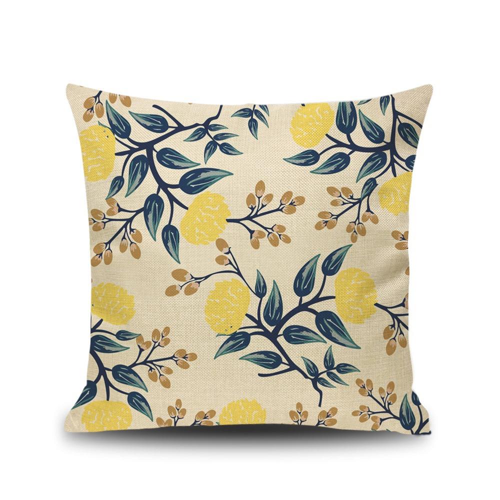 Nordic Floral Cushion Green Leaf Flowers Decorative Pillow Sofa Home Decor Decoration Pillowcase 18x18