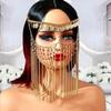 Rhinestone Belly Dance Face Veil Coin Bell Masquerade Mask Fashion Curtain Head Chain  Women