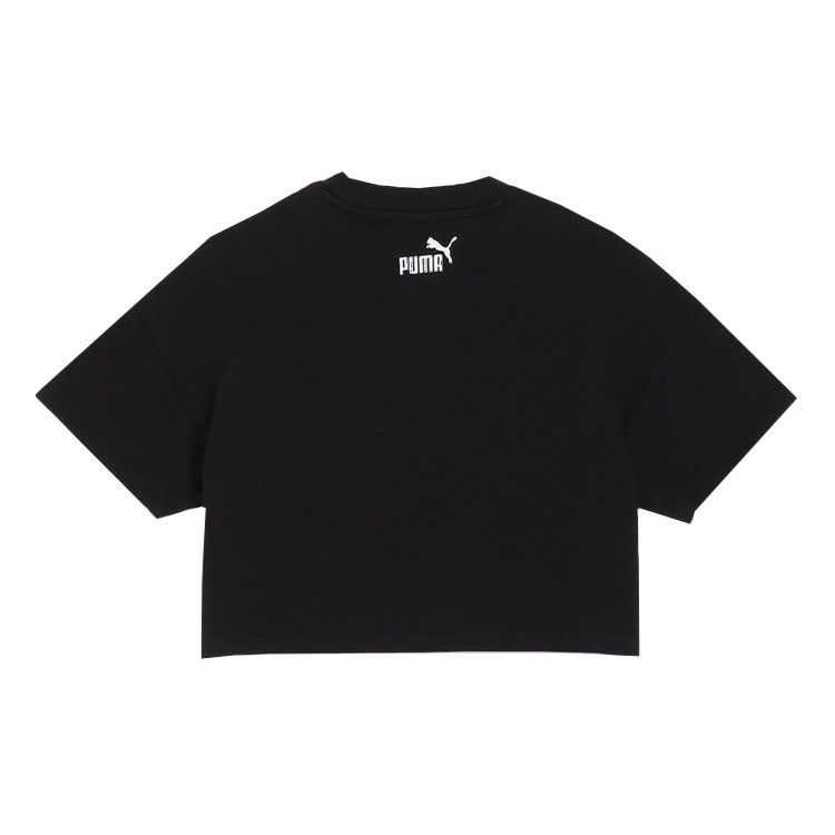 Puma Letter Pattern Sports Short Sleeve T-Shirt Women Tops Black 680702-01