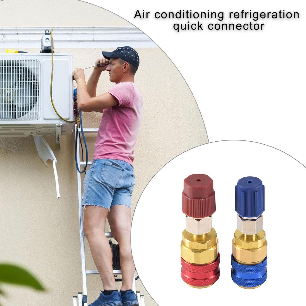Professional R134A Air Conditioning Quick Connect Adapters High and Low Pressure Quick Coupler Adapter Pair Parts