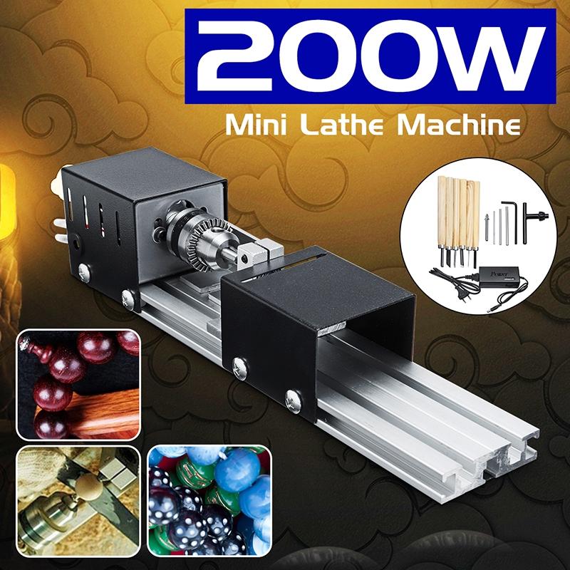 200W 110V-240V Diy Woodworking Tool Milling Grinding Polishing Carving Drill Rotary Tool Set Wood Lathe Mini Lathe Beads Machine
