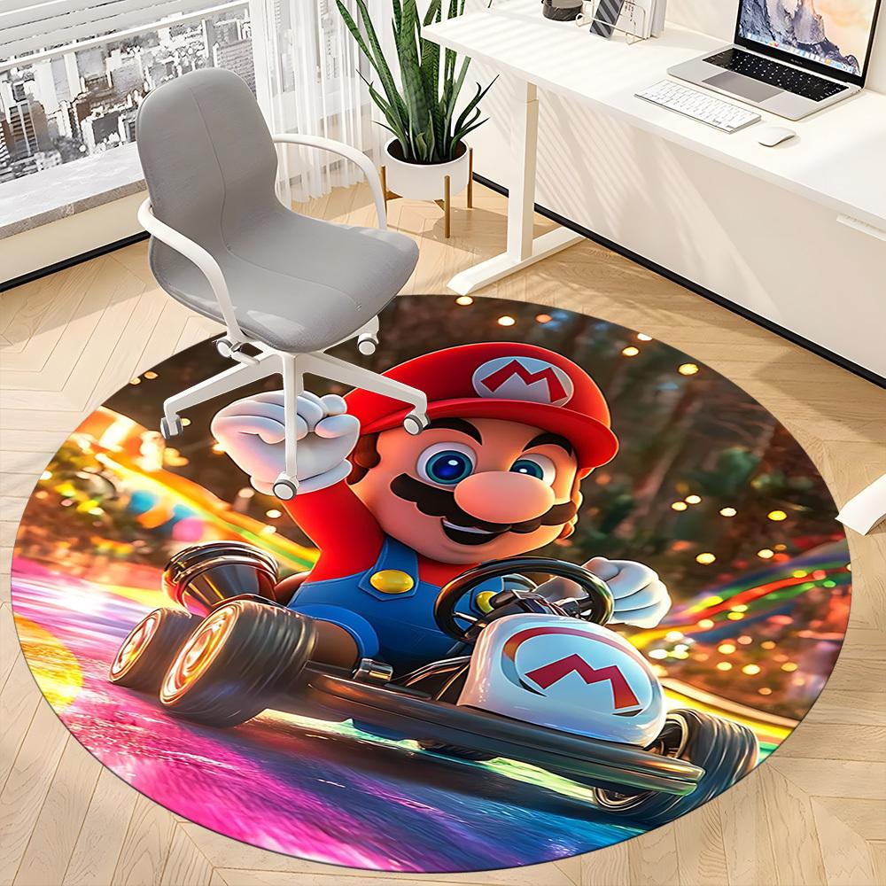 1pc Mario Kart Racing Office Round Area Rug, Bedroom Living Room Home Decor, Room Deco,  Offic a1016110