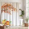 1 Vibrant Autumn Trees and Pumpkin Shower Curtain - Polyester Fabric Machine Washable Polyester Bathroom Decor