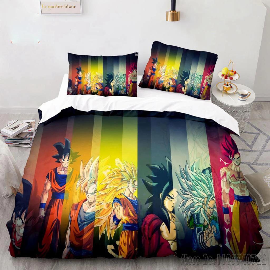 Japanese Anime Dragon Ball Duvet Cover Goku Bedding Sets For Boys Kids Teens Quilt Cover Pillowcases Children Christmas Gift