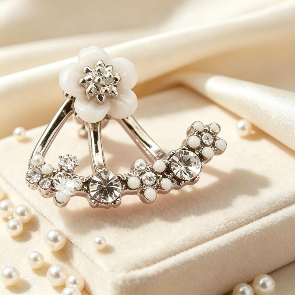Daisy Crystal Chamomile Flower Stud Earrings for Women - Korean Style Sweet Drop Accessories