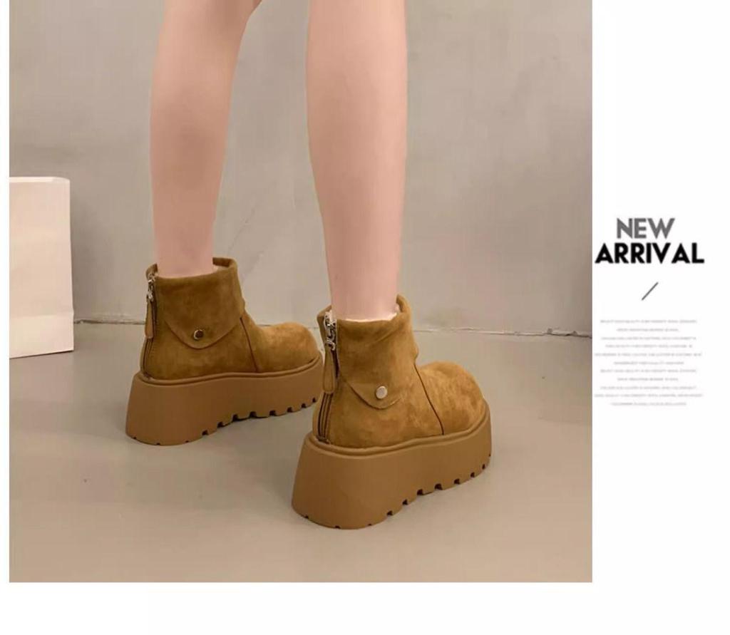 Fuzzy Winter Snow Boots: Cold-Proof, Thick-Soled for Men & Women, Birken Style, Plus Velvet, Flat.