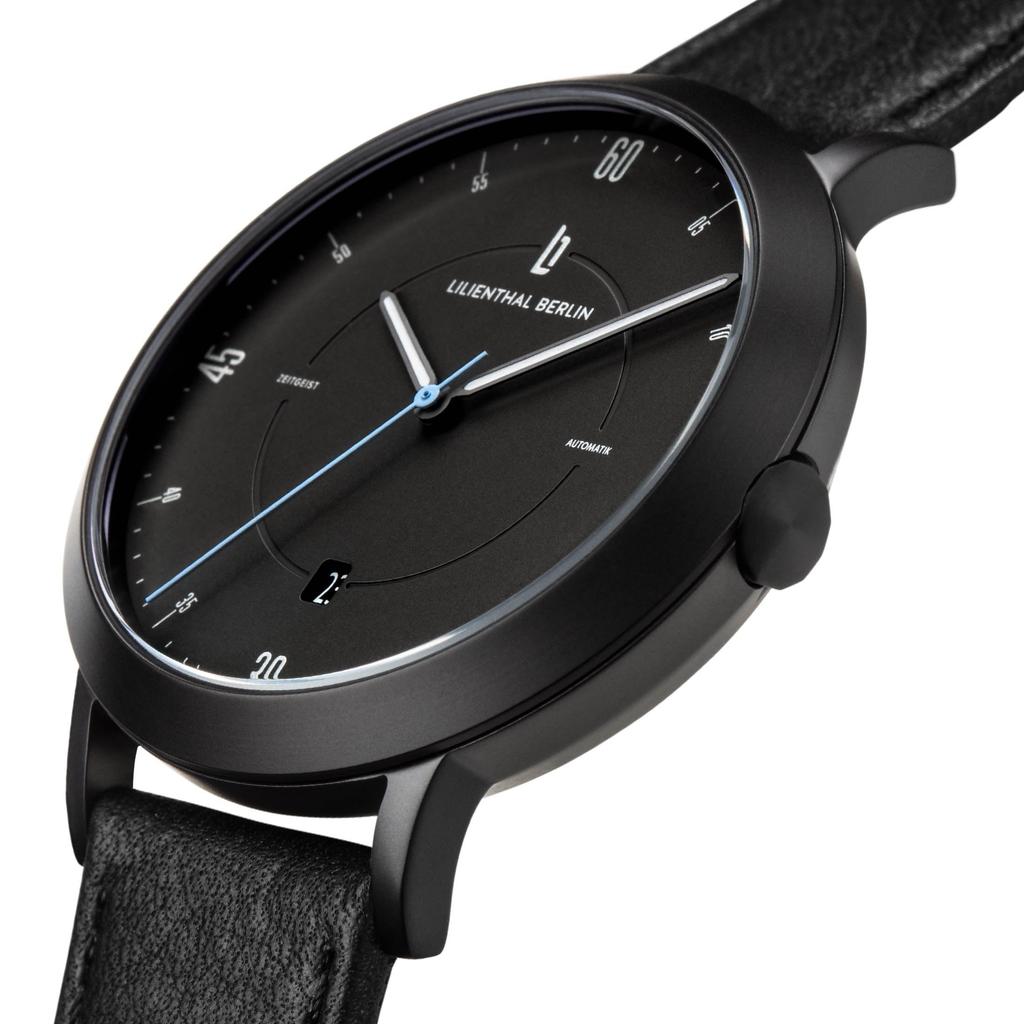 Lilianthal Berlin Automatic Date Skeleton Made in Black Men's Watch, Display, Back, Germany, Z01-102-B004C,