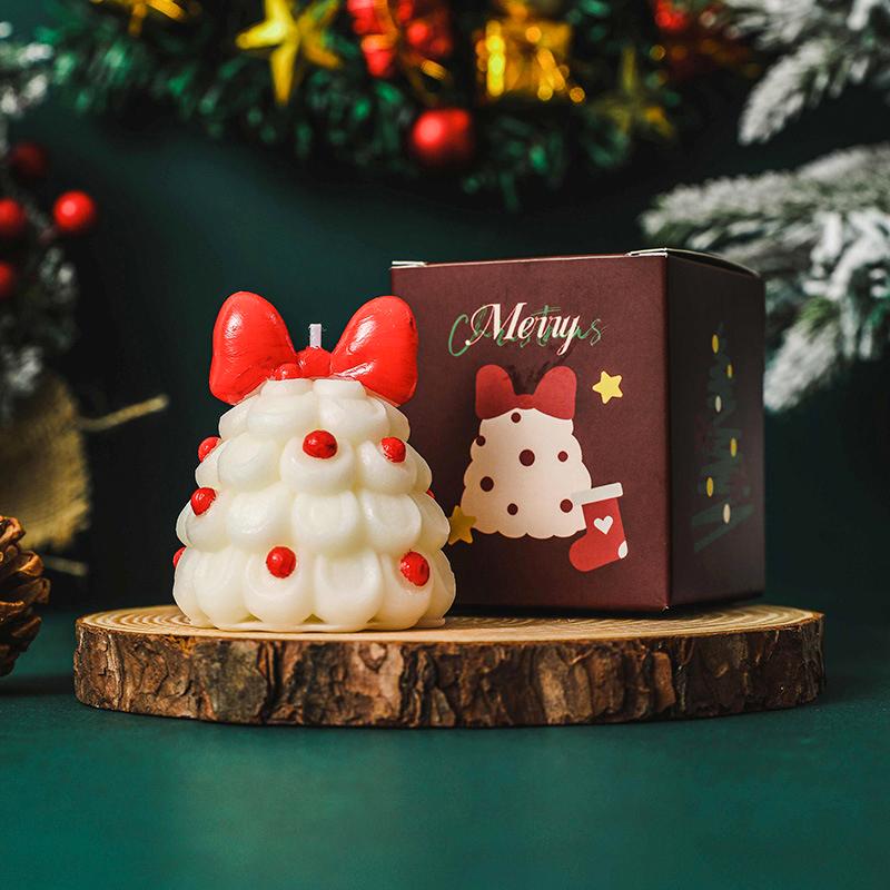 

1 шт. Соевый воск ручной работы Ароматические подарки Бант Рождественская елка Рождественская свеча Атмосфера Форма елки Украшения Доступно несколько вариантов