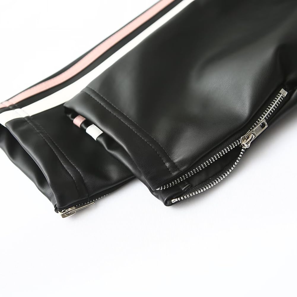 Kunstleder-Mantel mit Schmetterlingsdruck und Stilvoller Street Casual Kaltes Wetter und Schwarz [cnstone] Damenjacke, Lockerer Reißverschluss, Oberbekleidung,