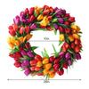 Artificial Flower Wreath 19.7 Inch Spring Summer Wreath with Green Leaves for Front Door Home Holiday Decor