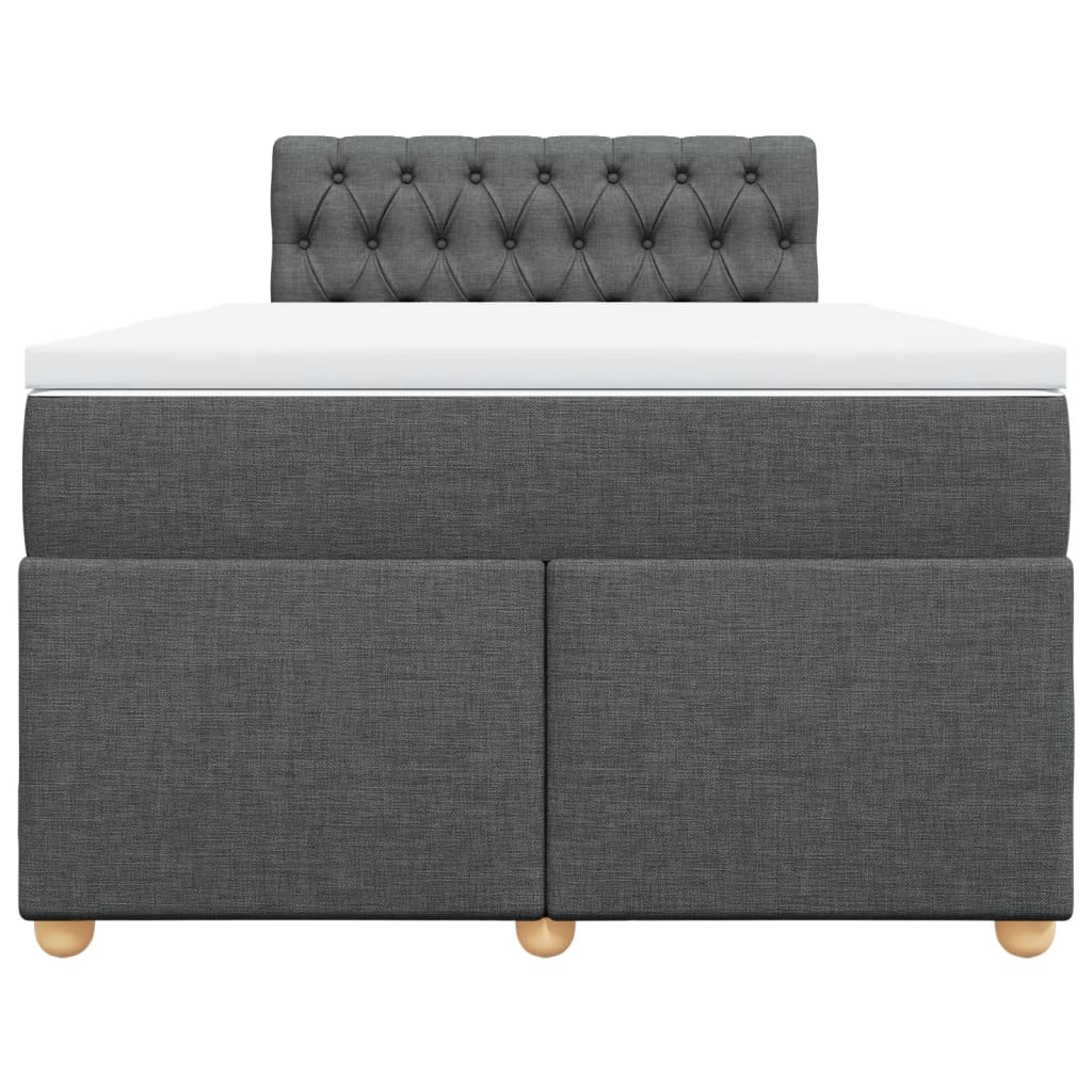 Box Spring Bed with Mattress Dark Gray 120 x 200 cm Fabric
