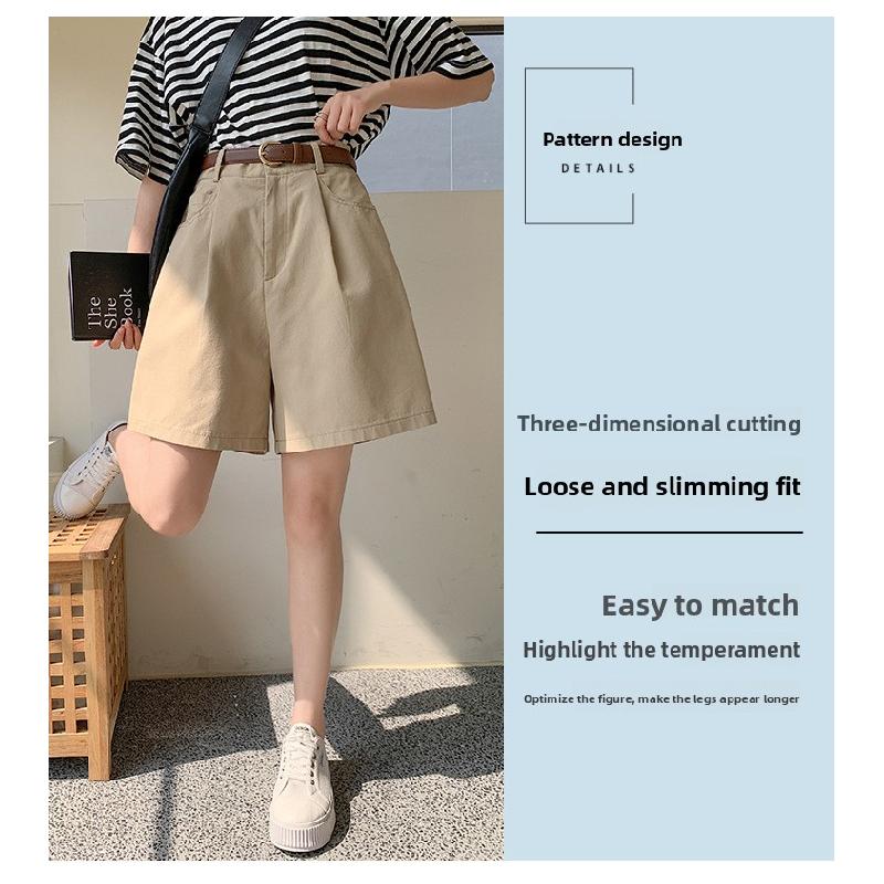 Women's Cotton-Linen Work Shorts, Summer 2026 New High-Waisted A-Line Wide-Leg Shorts