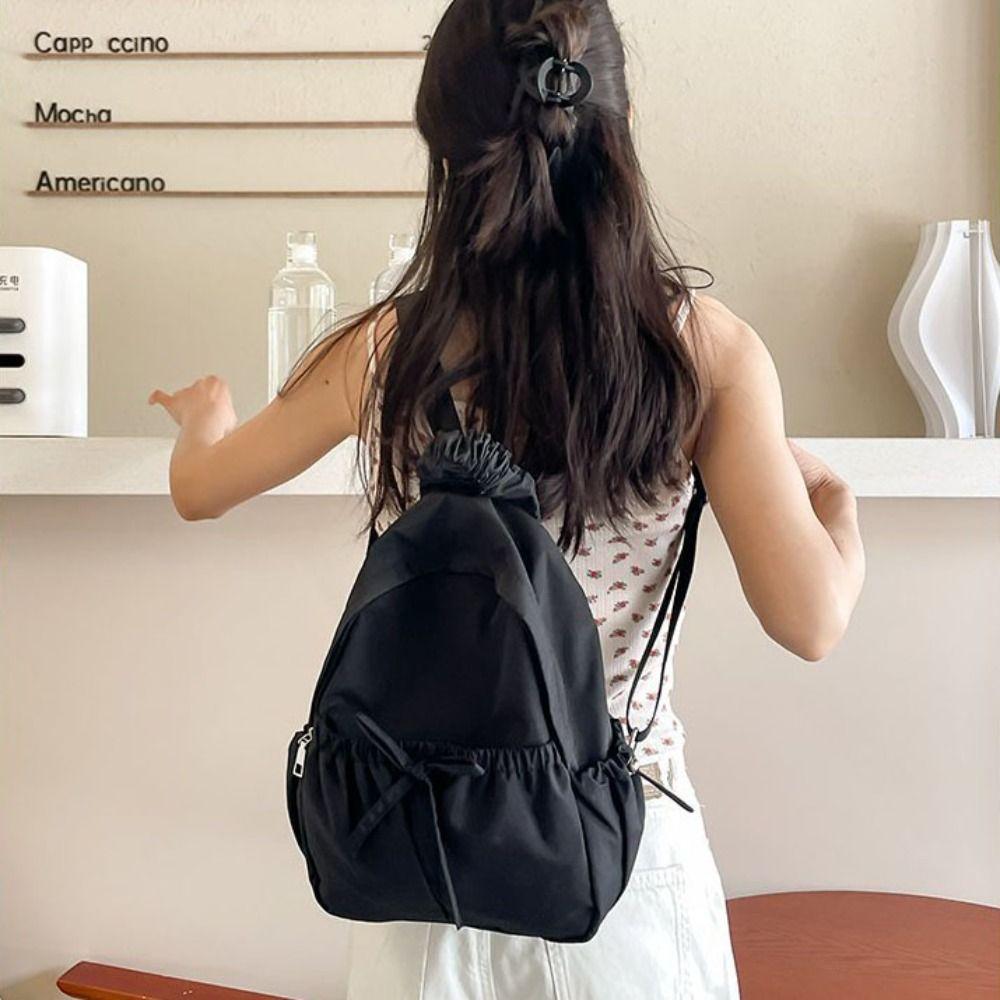 Handbag Nylon Backpack Korean Style Shoulders Bag Cute Bow Backpack  Office Worker