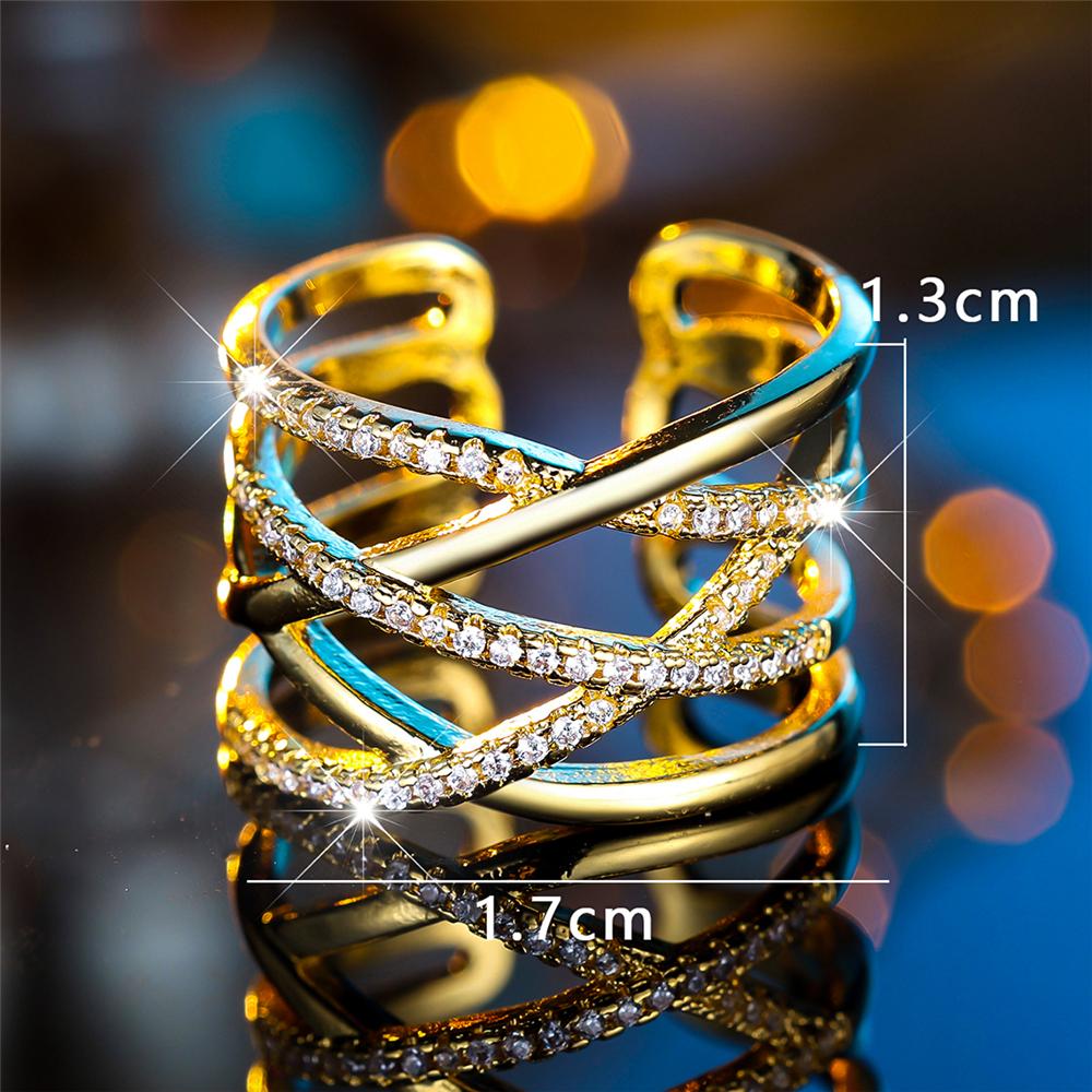 Cute Female Cross Infinity Adjustable Ring Copper Color Open Wedding Jewelry For Women