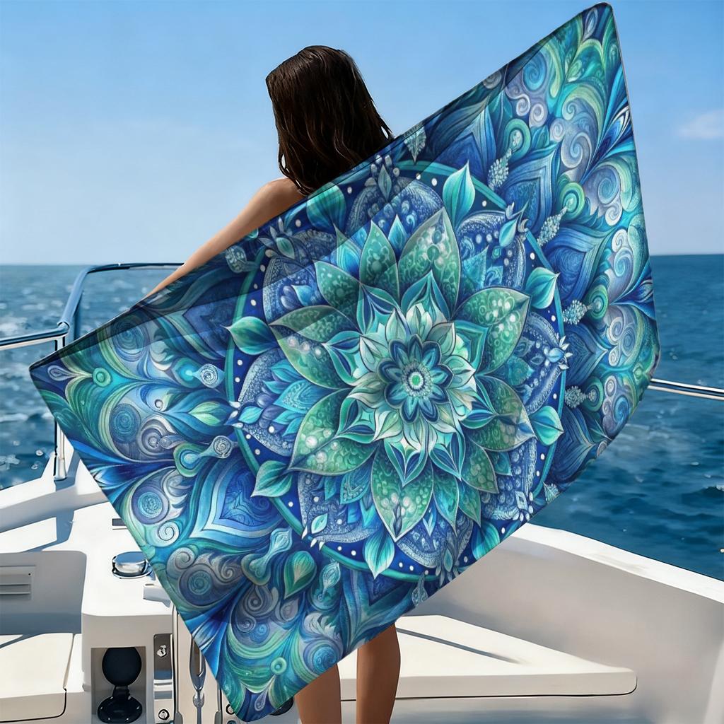 1PC Mandala Patterns Print Beach Towel Quick-drying Towel Suitable for Seaside Pool Camping Vacation Yoga For Family Friends