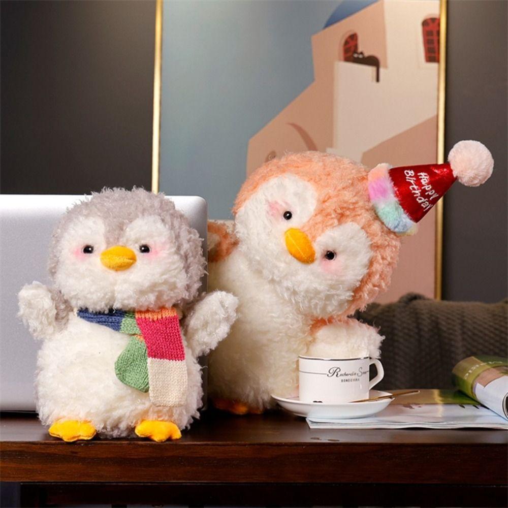 Soft Birthday Hat Animal Kids Doll Simulation Birthday Penguin Plush Doll Home Decor