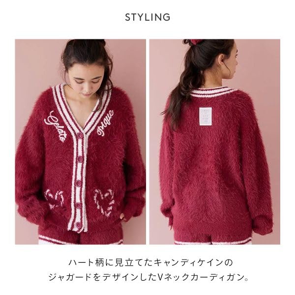 Gelato Pique HOLIDAY Feather Cardigan Gelato Pique Pajamas Roomu Women's (RE-Red, Free)