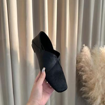 Französische Wildleder-Weichlederschuhe Herbst Neu Quadratische Spitze Einzelne Schuhe Retro Bequem Flacher Ausschnitt