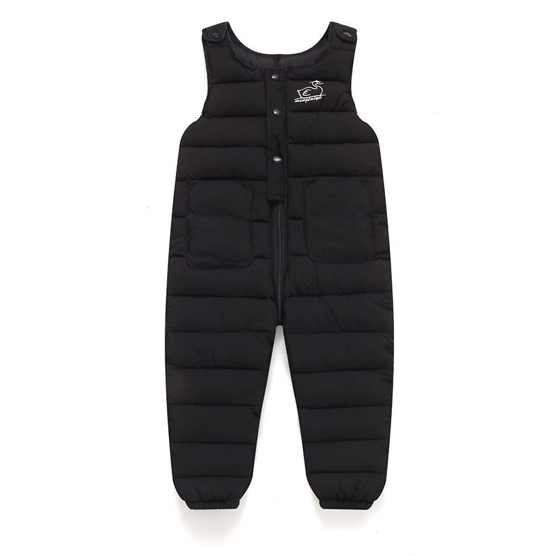 Baby- & Kleinkind-Schneehose mit Druckknopf im Schritt, verdickt, Daunenanzug für Herbst/Winter 100 cm schwarz