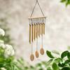 Simple Style Wooden Wind Chime with Metal Tubes Outdoor Indoor Hanging Decor