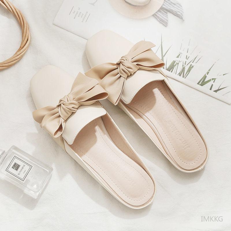 Vrouw Muilezels Zomer Dichte Teen Vrouwen Slippers Bowtie Luie Slides Platte Hak Meisje Slippers Koreaanse Outdoor Slippers
