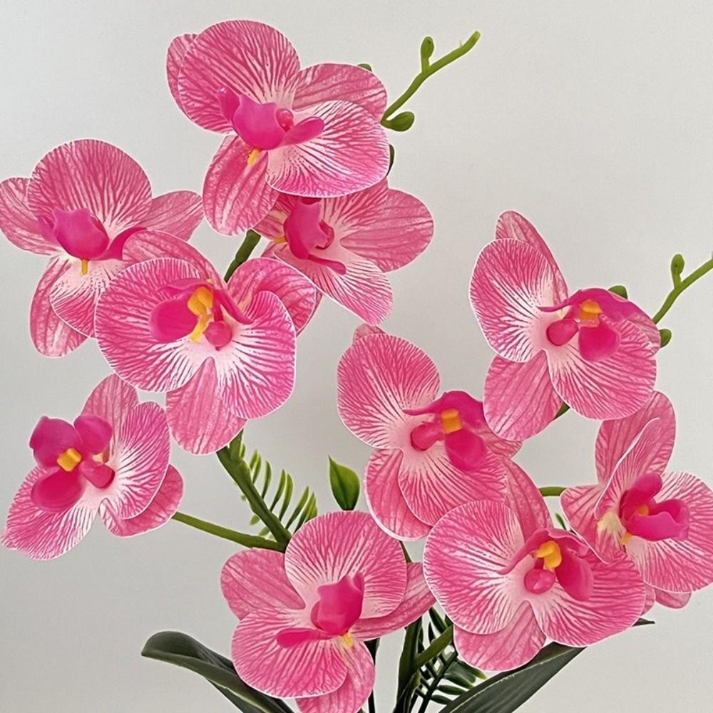 Weißer Blumentopf Simulierte Schmetterlingsorchidee Mehrblütig Künstliche Fake-Pflanzen Heimdekoration