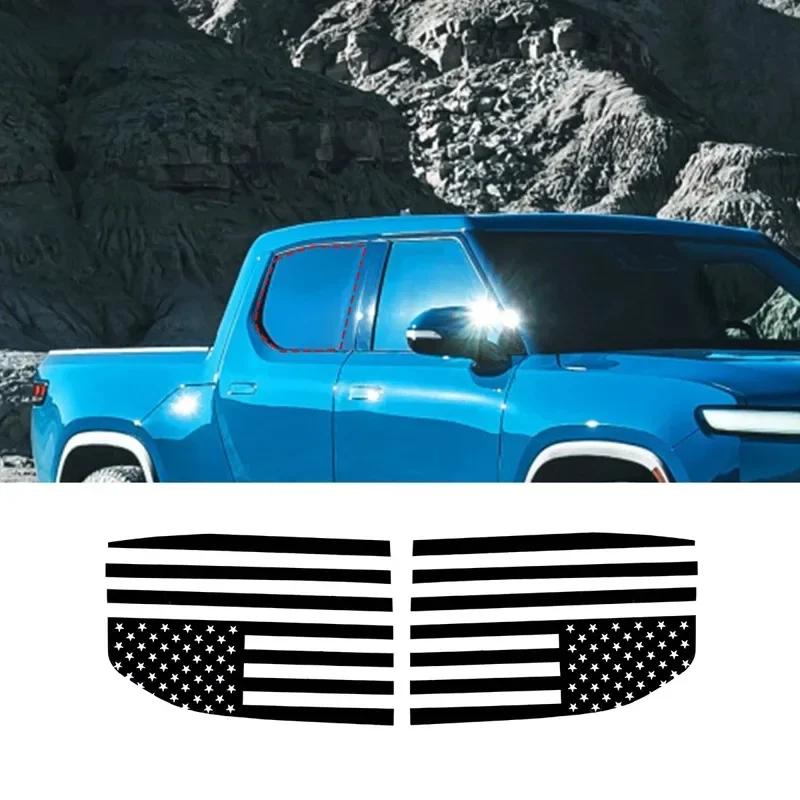 

For Rivian R1T (Pickup Trucks) 2022-25 Black Car Hood Cover Sticker Rear Window C-pillar Auto Vinyl Film Decals Car Accessories