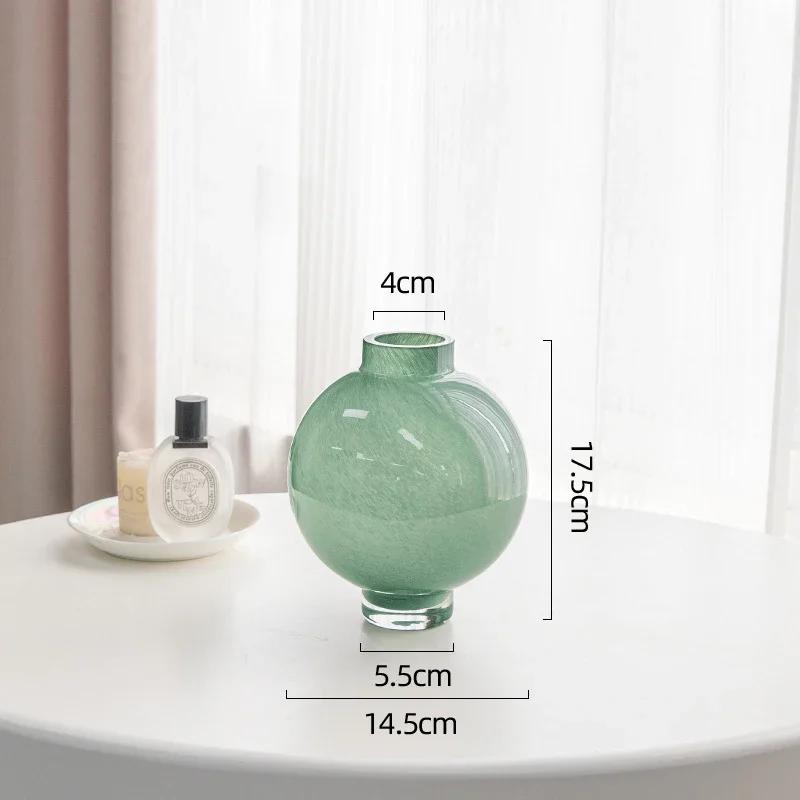 

Креативная круглая зеленая стеклянная ваза, горшки для гидропонных растений, настольное украшение, цветочная композиция, цветочные вазы, эстетический декор для комнаты