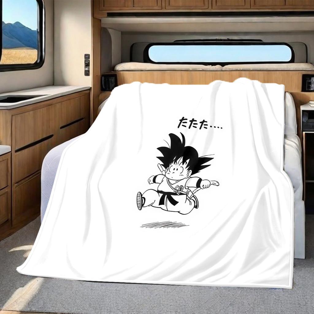 1PZ Coperta Morbida in Flanella con Stampa Carina di Son Goku, Alta Qualità per Tutte le Stagioni, Decorazione per la Casa, Calore e Comfort, Perfetta per Regali di Natale