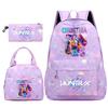 3Pcs/set Anime Cartoon Printed Backpack Handbag Pencil Case for Teenger Student Girl Boy Large Capacity Waterproof Bookbag