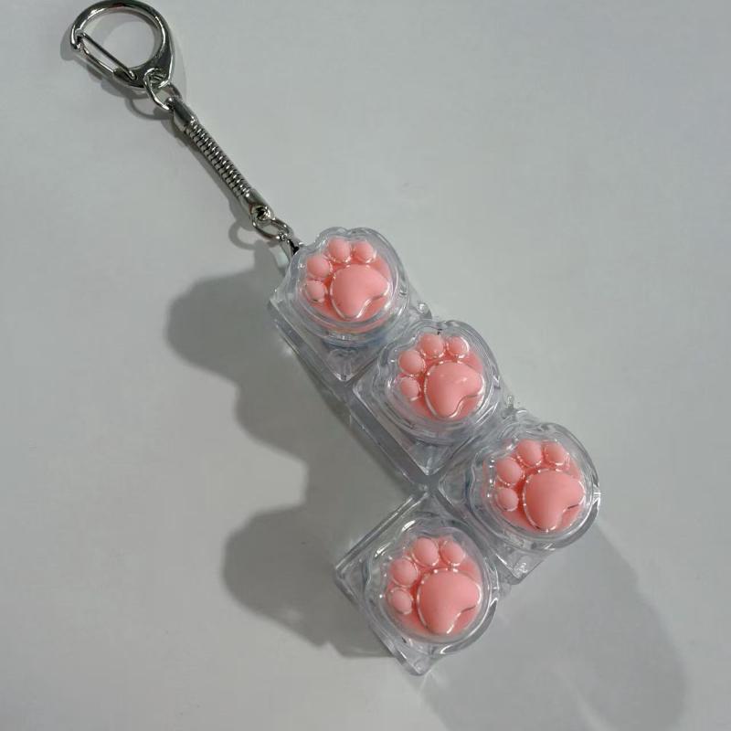 Cute Cat Claw Silicone Keyboard Button Fidget Toy Transparent Crystal Keycap Keychain Portable Anti-Stress Finger Relax Decompre