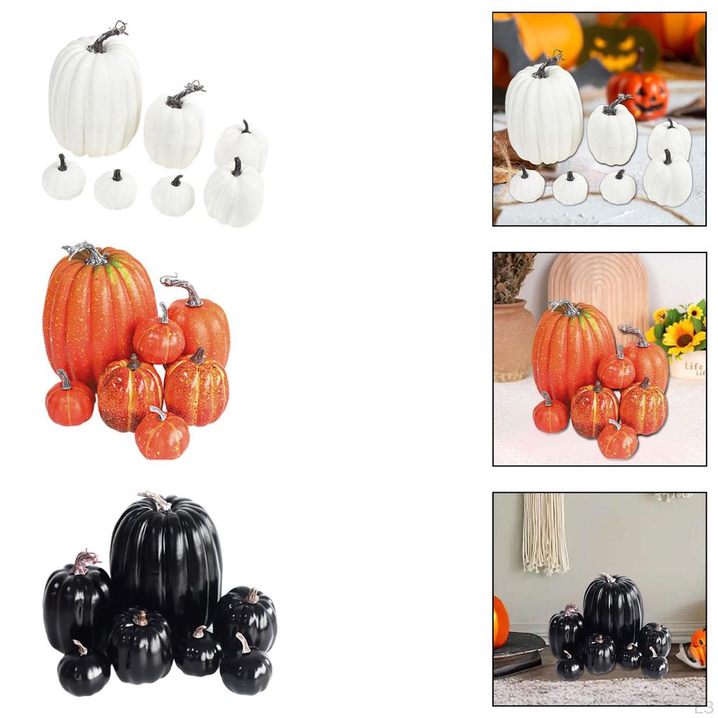7 Pieces Faux Pumpkins Decorations Decor Crafts Artificial Ornaments for Seasonal Fireplace